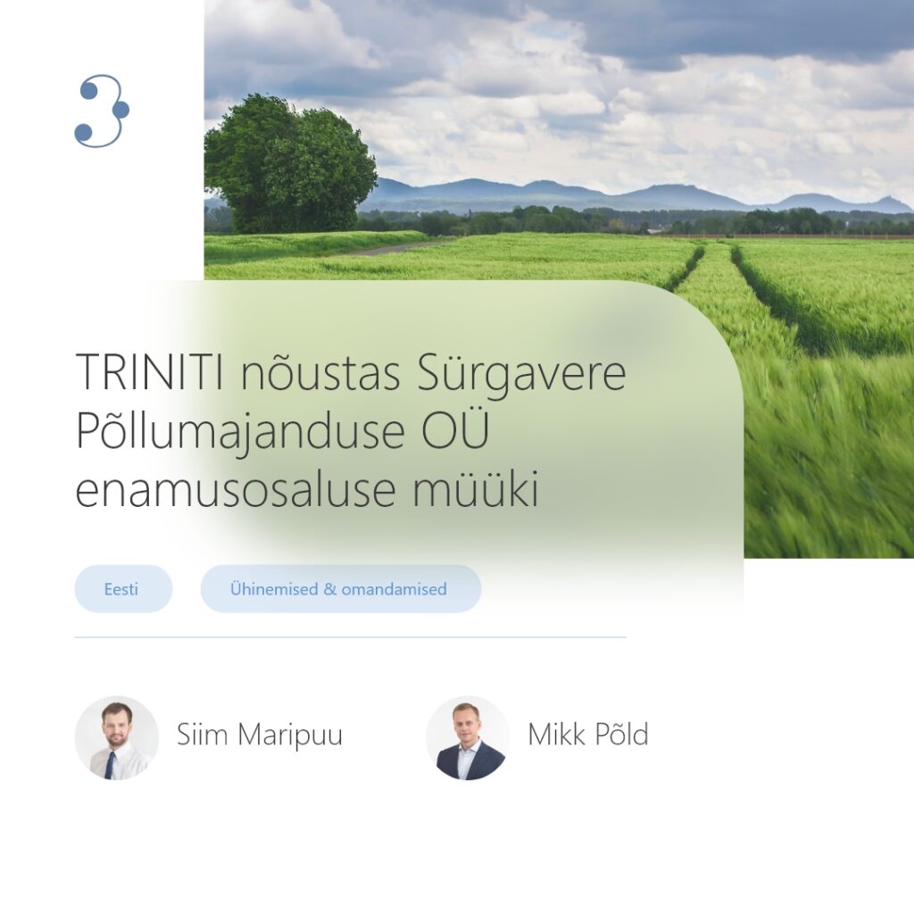 Sürgavere Põllumajanduse OÜ enamusosaluse müük